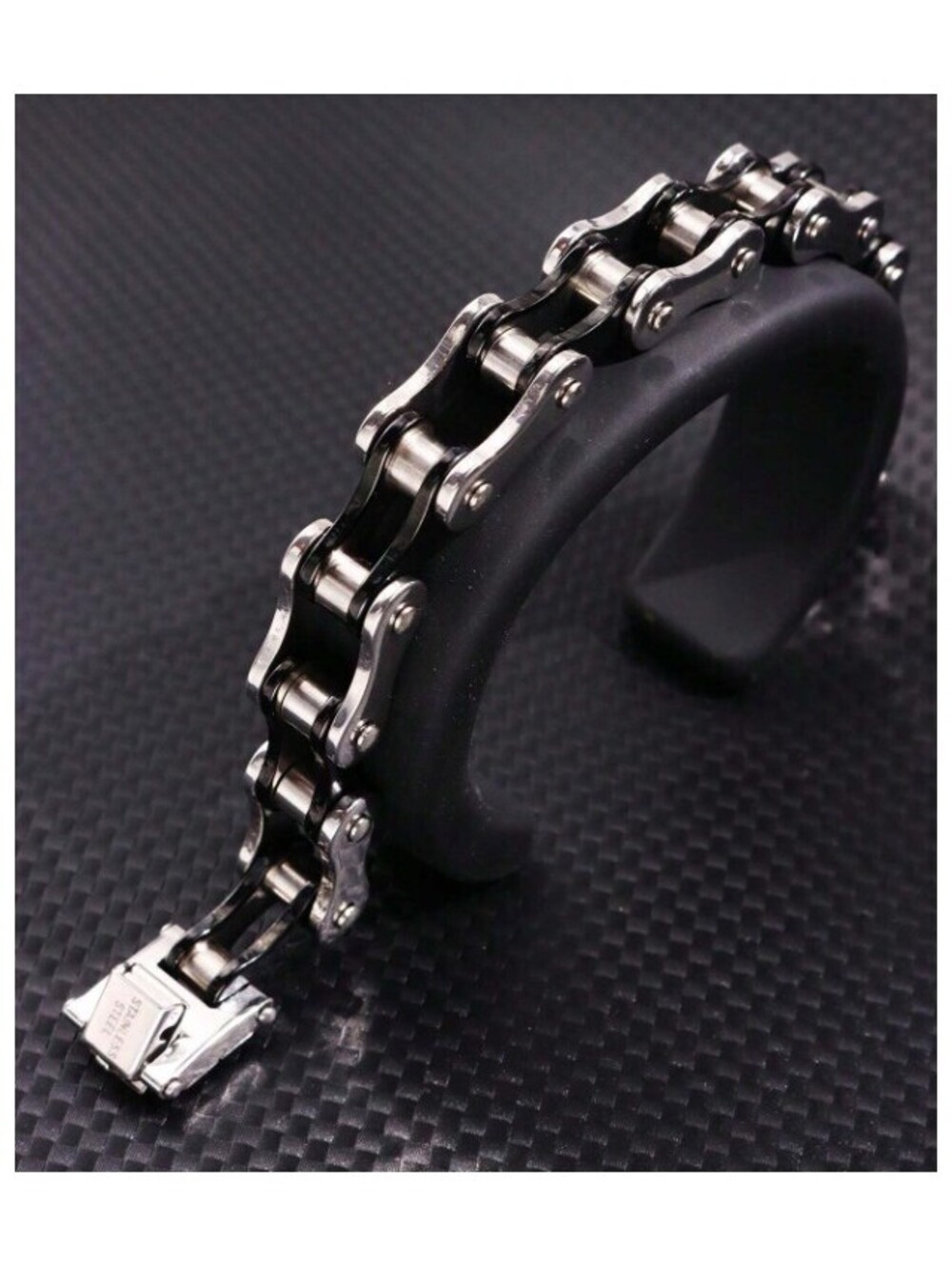 black accent bike chain style - Bracelet - Stainless Steel - 8.5" - Picture 2 of 4